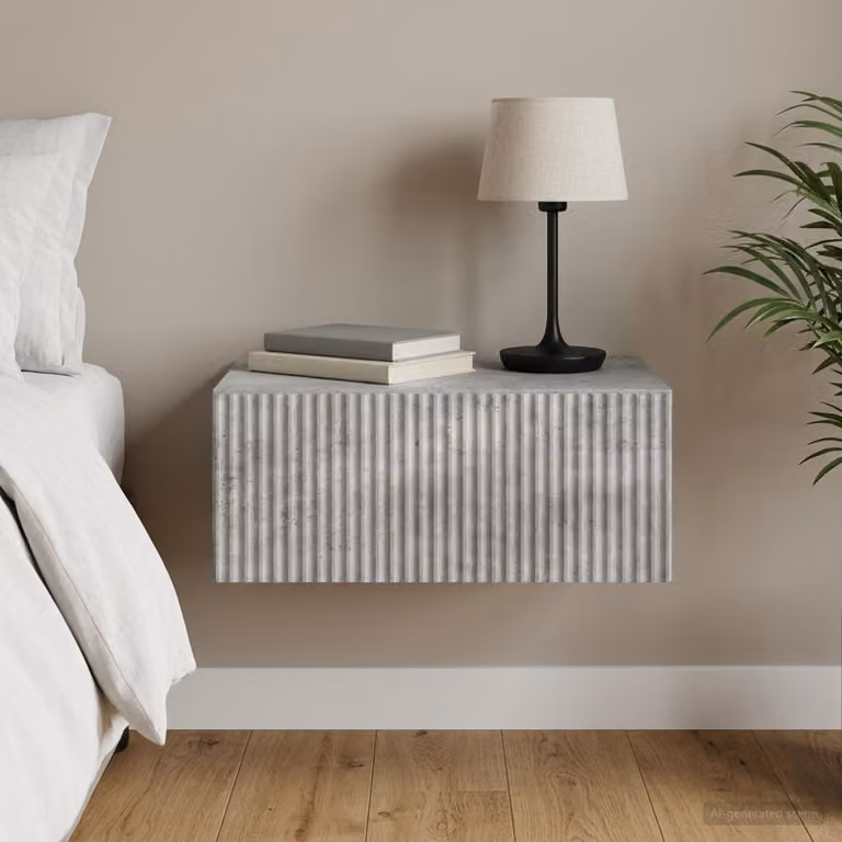 vidaXL Mobiletto da notte sospeso Grigio Cemento L 49 x P 34,5 x H 20 cm
