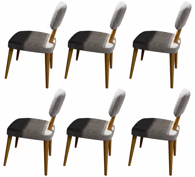 Elegantes Graues Stuhl-Set 6x Stoffstühle Esszimmer Möbel Stühle