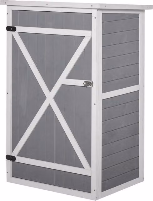 EasyComfort Capanno Attrezzi in Legno con Mensole e Serratura, Grigio, L 75 cm x P 56 cm x H 115 cm – 1
