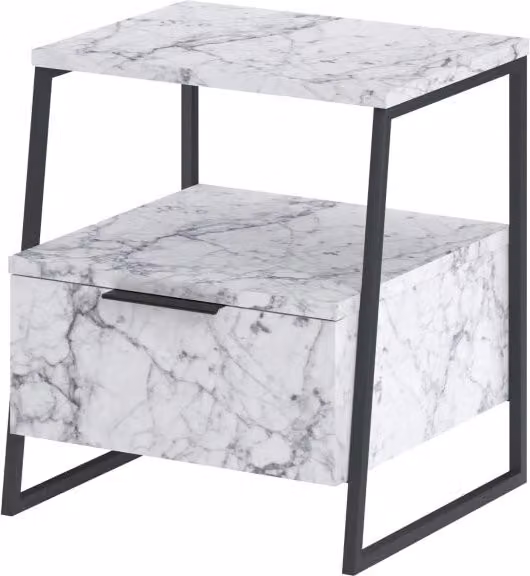 Comodino moderno in legno HANAH HOME colore bianco con decorazione astratta L/P/H: 50 x 40 x 40 cm