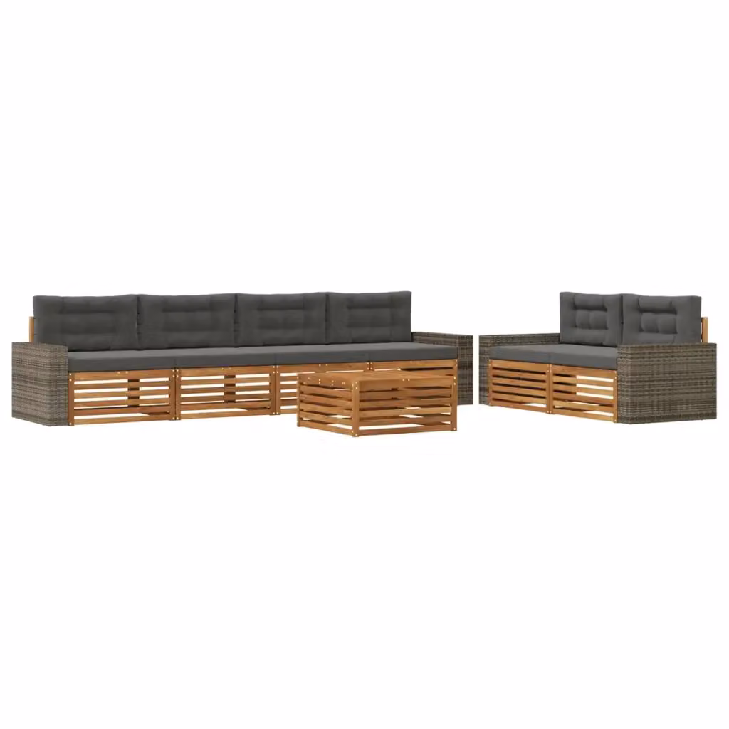 Set di divani da esterno 7 pezzi vidaXL in legno di acacia con cuscini beige e antracite – 2