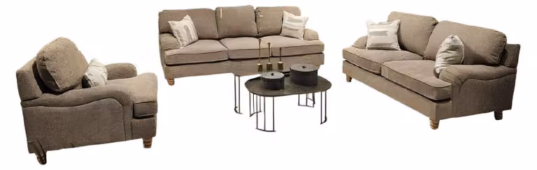 Stilvolles Wohnzimmer-Set in Beige: 3-Sitzer 2-Sitzer & Sessel