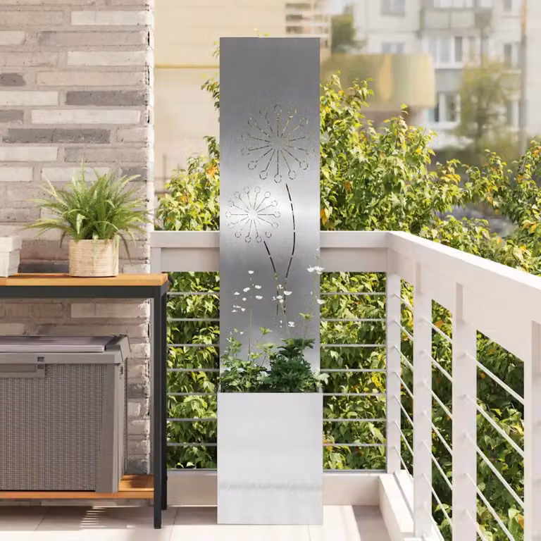 vidaXL Paravento per privacy in giardino in acciaio inossidabile Argento L/P/H: 32 x 32 x 150 cm