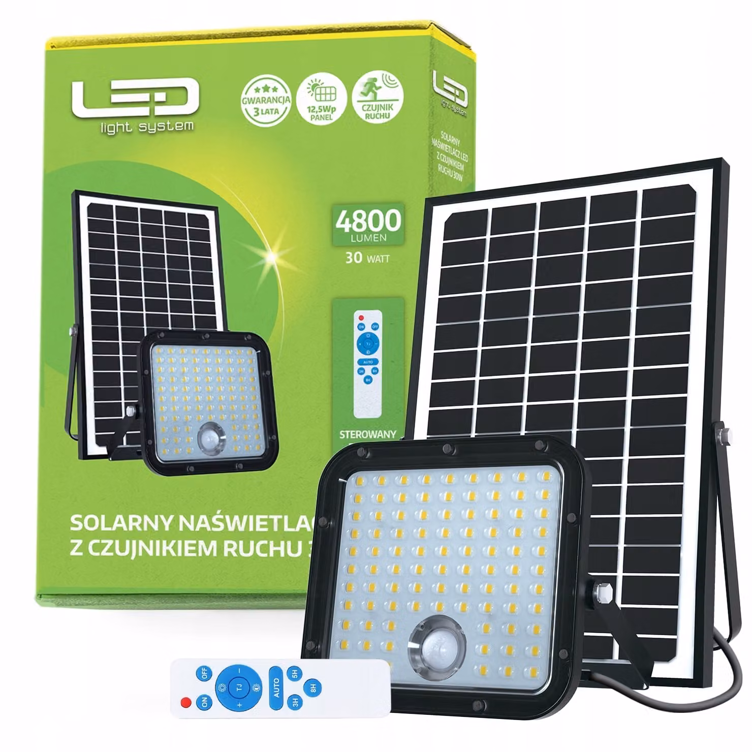 lampada solare LED 30W con rilevatore di movimento IP65