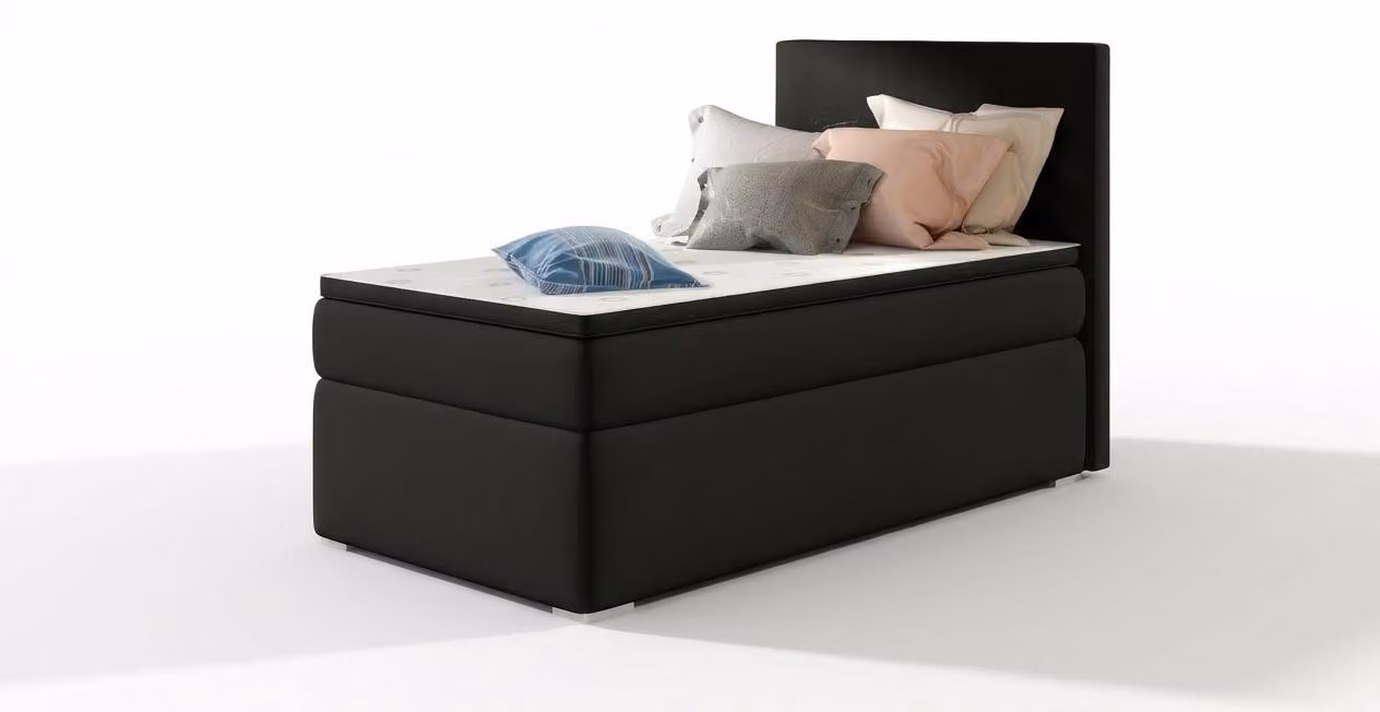 Luxus Boxspringbett 90x200cm Einzelbett Bett Schwarz Modern