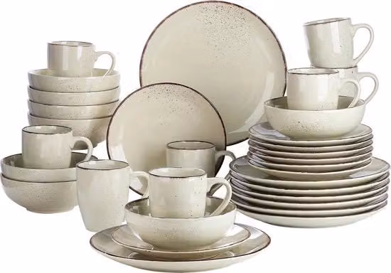 Servizio da 8 persone 32-delicato set da tavola in ceramica con stile vintage, comprensivo di piatto da portata