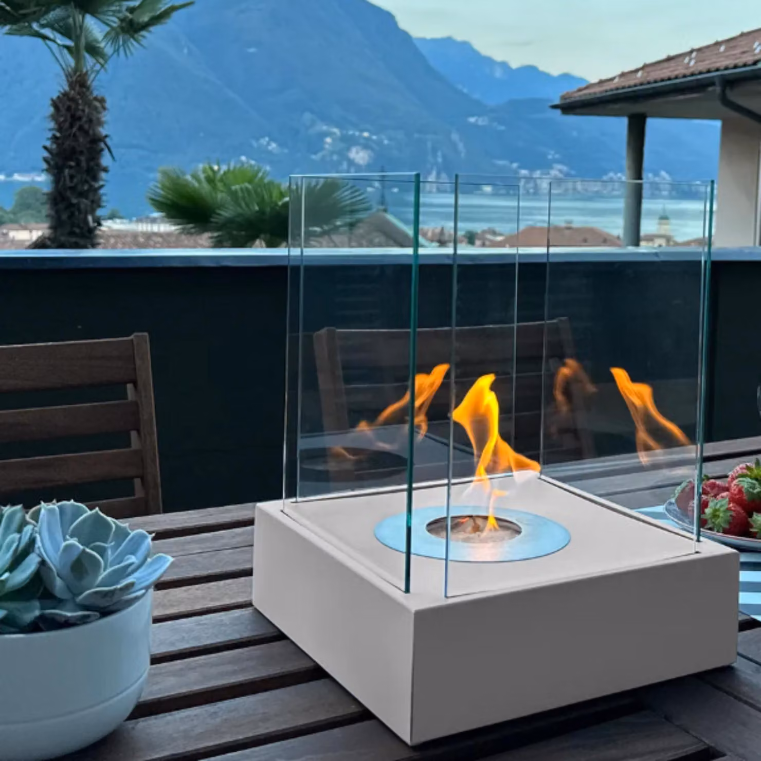BIOKAMIN Caminetto a bioetanolo autoportante 33 x 26 cm | Caminetto a etanolo compatto e moderno per decorare il soggiorno con stile | Casa, giardino (grigio)