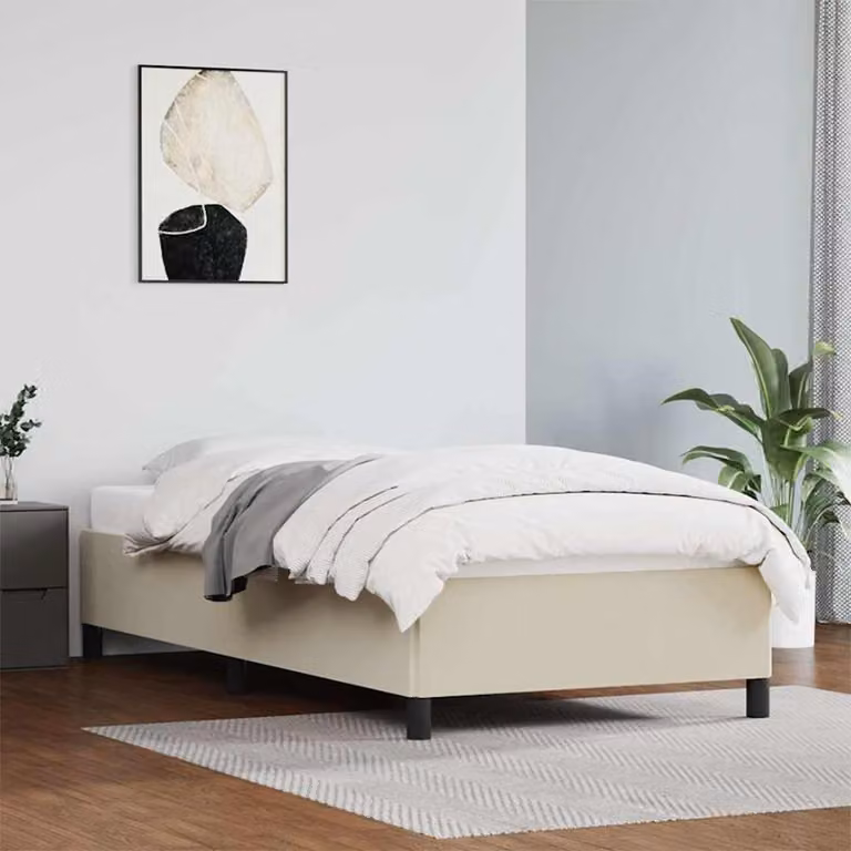 Giroletto vidaXL in similpelle beige con doghe in legno, L 80 cm x P 200 cm x H 35 cm