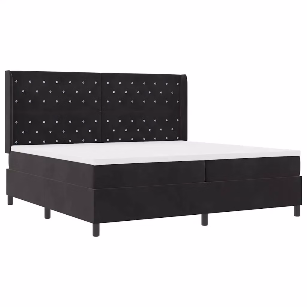 Letto matrimoniale moderno vidaXL in velluto nero con materasso a molle pocket e illuminazione LED sottostante, L: 200 cm, P: 200 cm, H: 280 cm – 2