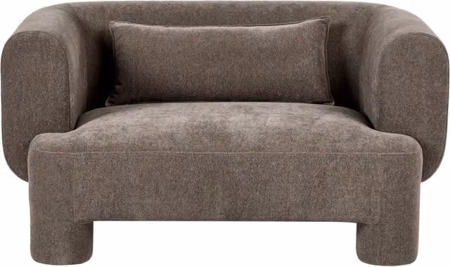 Divano a 2 posti Beliani in tessuto marrone con stile retro e coperture rimovibili L: 145 cm, H: 73 cm, P: 76 cm