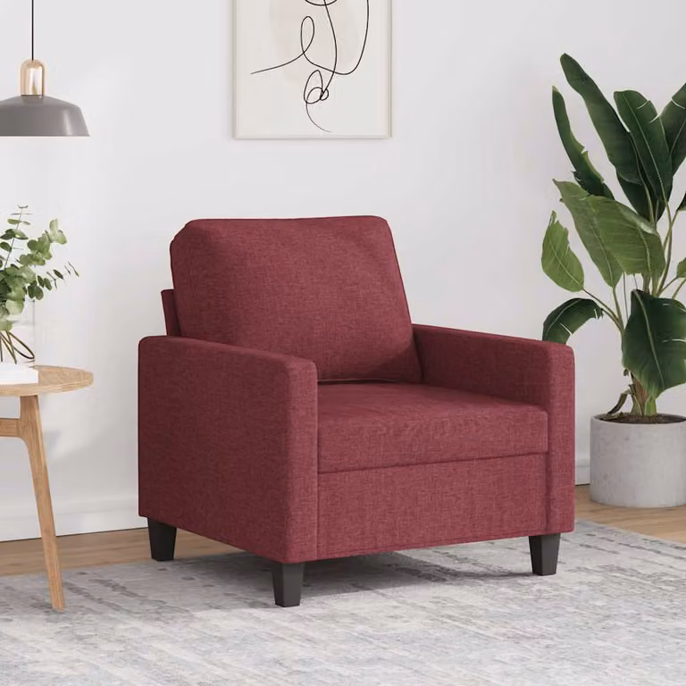 Poltrona lounge moderna vidaXL in tessuto rosso con struttura in metallo e braccioli