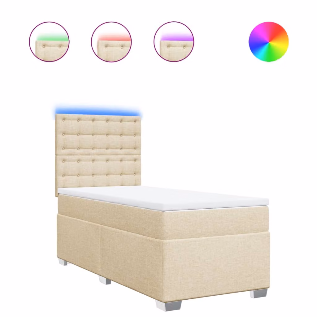 Giroletto a Molle con Materasso Crema 90x190 cm in Tessuto