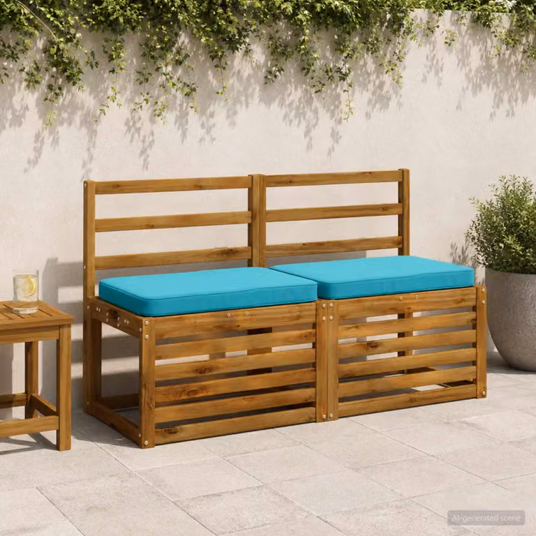 Set di 2 cuscini per panchina vidaXL VUGHT in poliestere color turchese con rivestimento rimovibile e resistente ai raggi UV