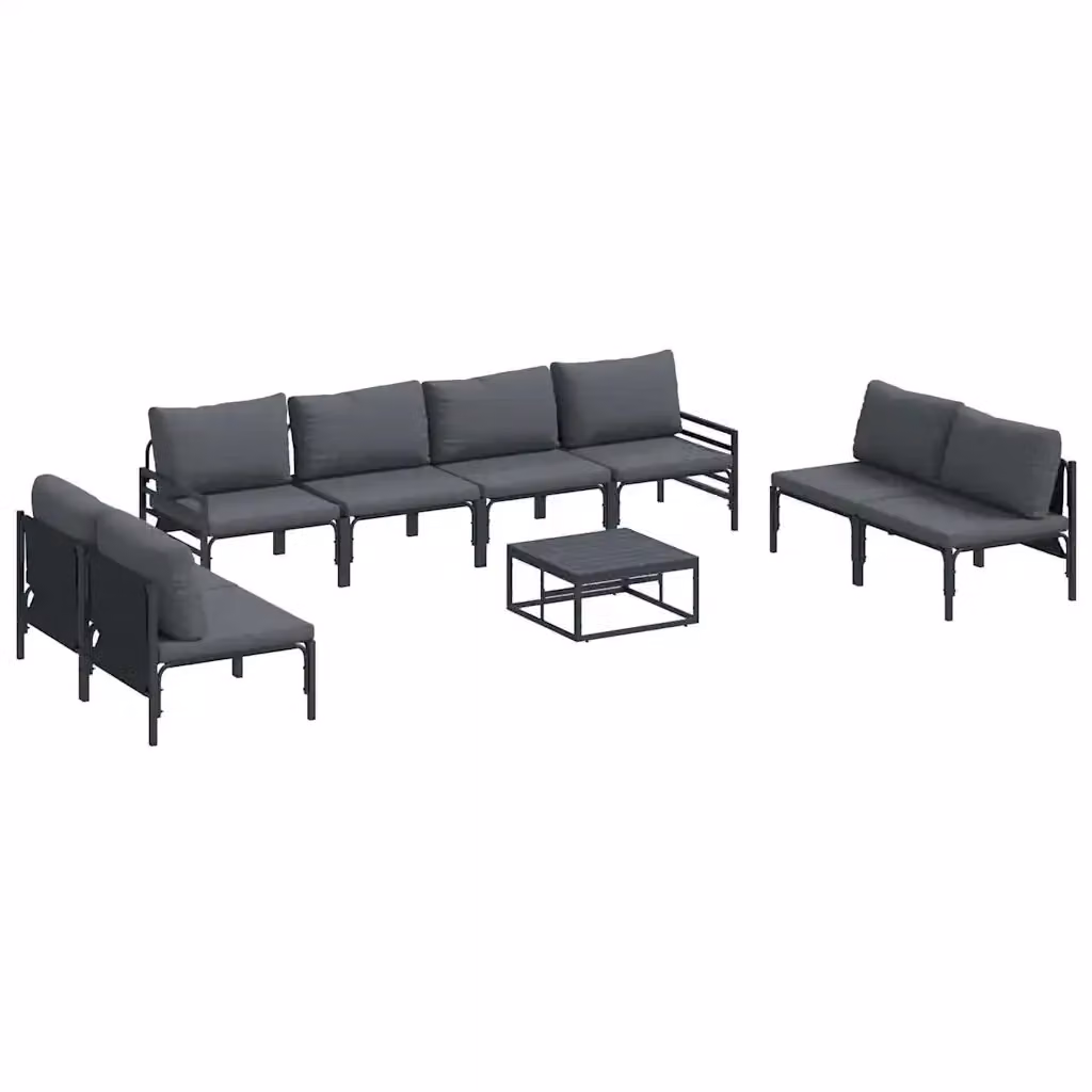 Set Divano da Giardino 9 pz vidaXL in Acciaio Verniciato Antracite con Cuscini – 2