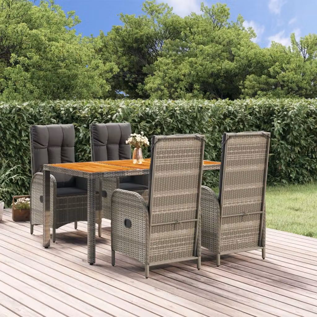 Maison Exclusive - Set da pranzo da giardino 5 pezzi con cuscini grigio in polyrattan