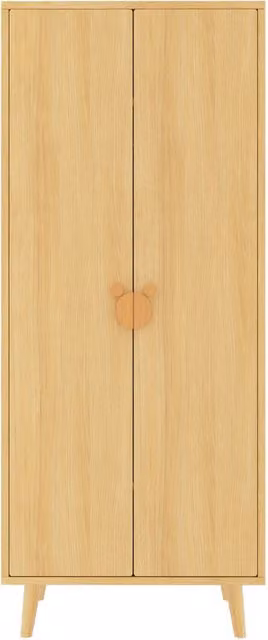 Armadio a 2 ante per camera da letto con vano contenitore e appendiabiti, effetto legno marrone e beige, L: 70 cm, P: 55 cm, H: 170 cm