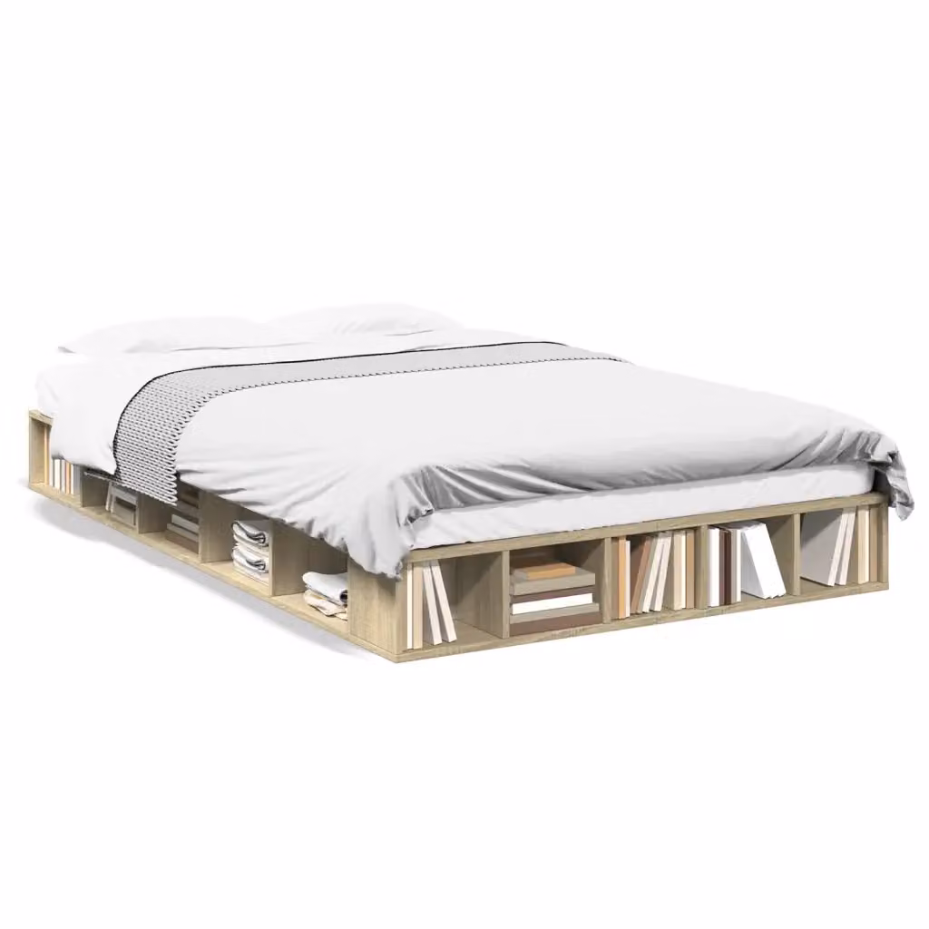 Letto Giroletto vidaXL in Legno Rovere Sonoma Marrone L/P/H: 200 x 120 x 20 cm – 2
