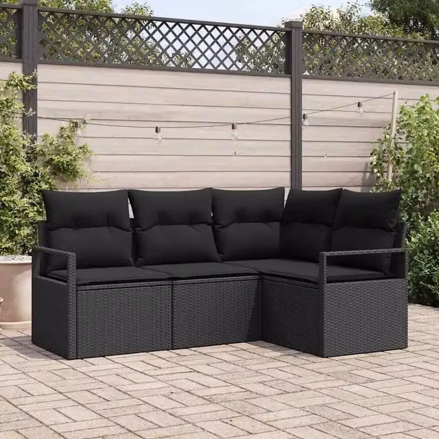Set di divani 4 pz Nero polyrattan 3355032