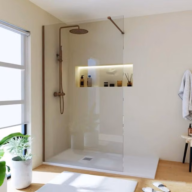Colonna doccia rigida con miscelatore termostatico Loop SANYCCES color oro rosa spazzolato