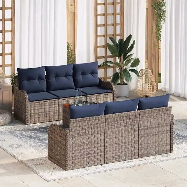 Set Divano da Giardino 7 pz Grigio polyrattan 3347402