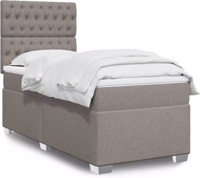 Letto ibrido vidaXL con giroletto a molle e materasso in tessuto, L 90 cm x P 200 cm, colori beige, bianco e grigio