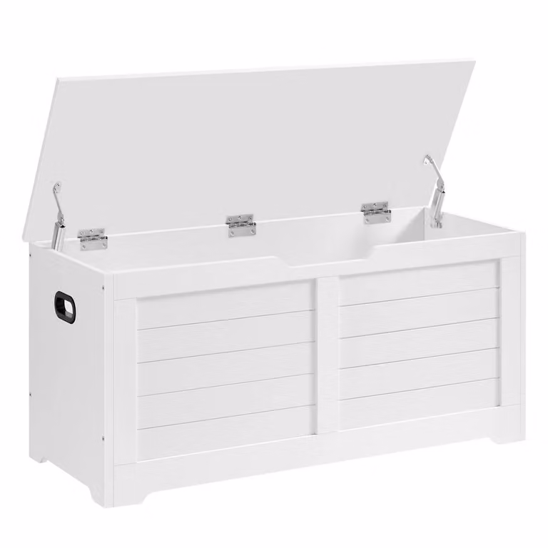 Cassapanca con Cerniere di Sicurezza, Bianco / 40 x 100 x 46 cm