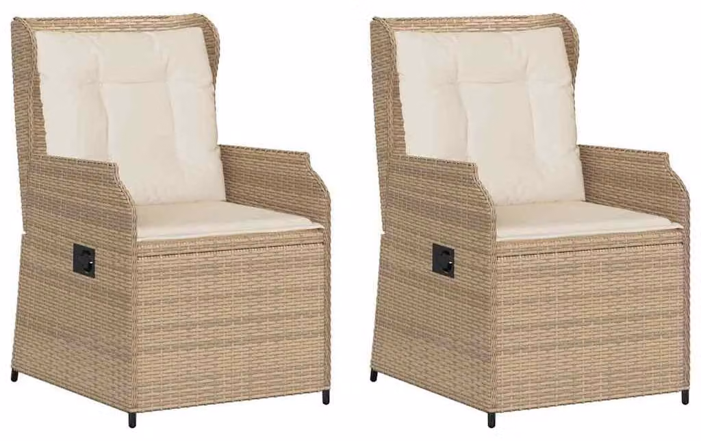 Panchina da giardino 2 pezzi beige in polyrattan