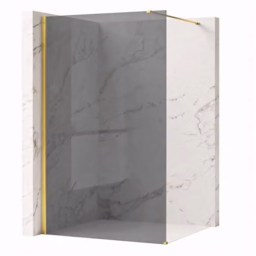 Rea - Parete Doccia Flexi, Gold 140, Walk-In Senza Piatto Doccia, Vetro Di Sicurezza Temperato Grigio 8mm, 120 X 140 X 195 cm