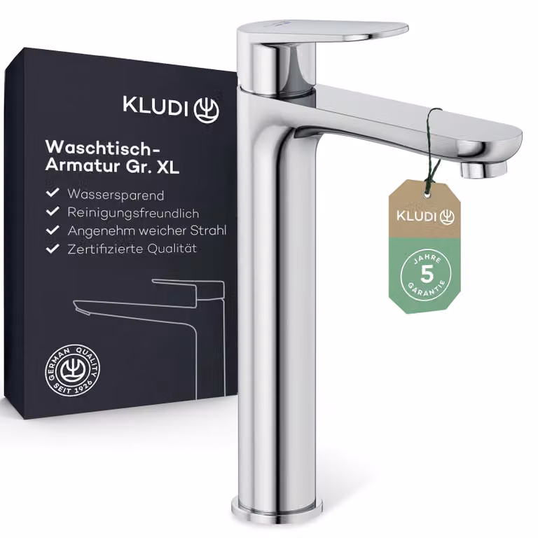Miscelatore per lavabo, altezza del beccuccio 210 mm, a risparmio idrico, cromato