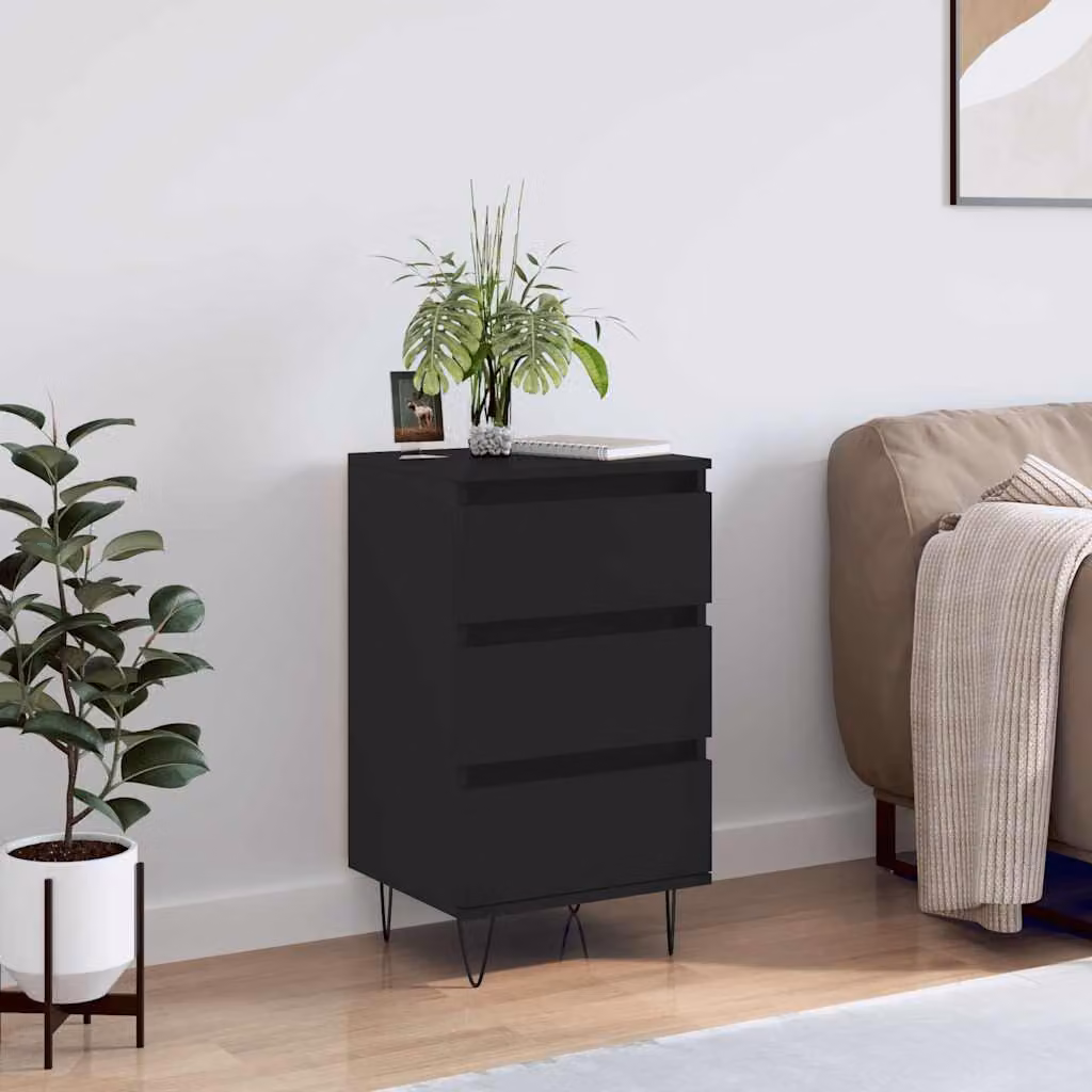 Credenza moderna vidaXL in legno e metallo nera L/P/H: 40 x 35 x 70 cm