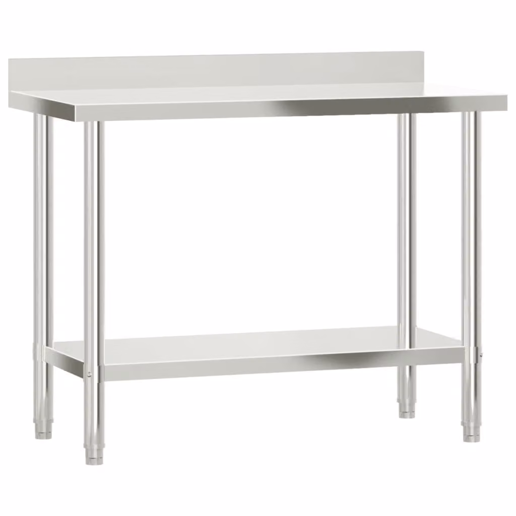 Tavolo Lavoro Cucina con Paraschizzi 110x55x93cm Acciaio Inox