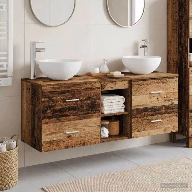 Set di Armadi da Bagno 3 pz Legno antico 49,5 x 41 x 64,5 cm 3405809