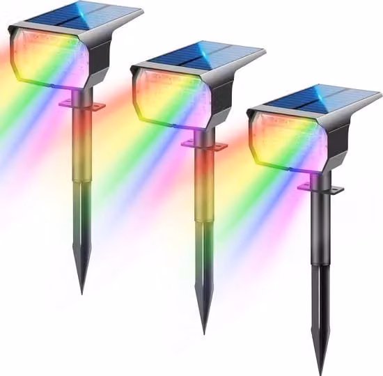 Lampade Solari a LED Multicolore per Esterno con 20 LED RGB, Impermeabili IP67 con Sensore Crepuscolare e Picchetto per Giardino e Terrazzo