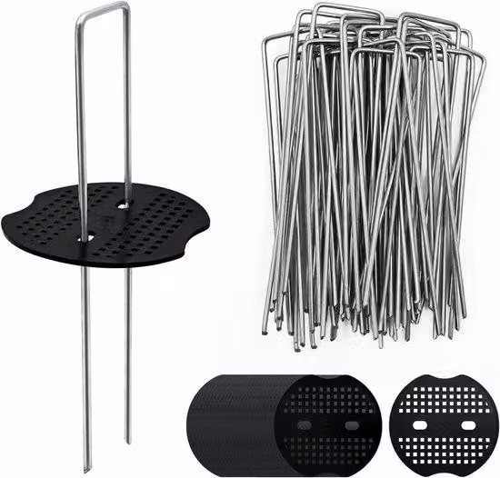 40 pezzi di picchetti zincati con rondelle ammortizzanti per telo antierbaccia 150x40 mm, Ø 3 mm – Set di fissaggio da giardino