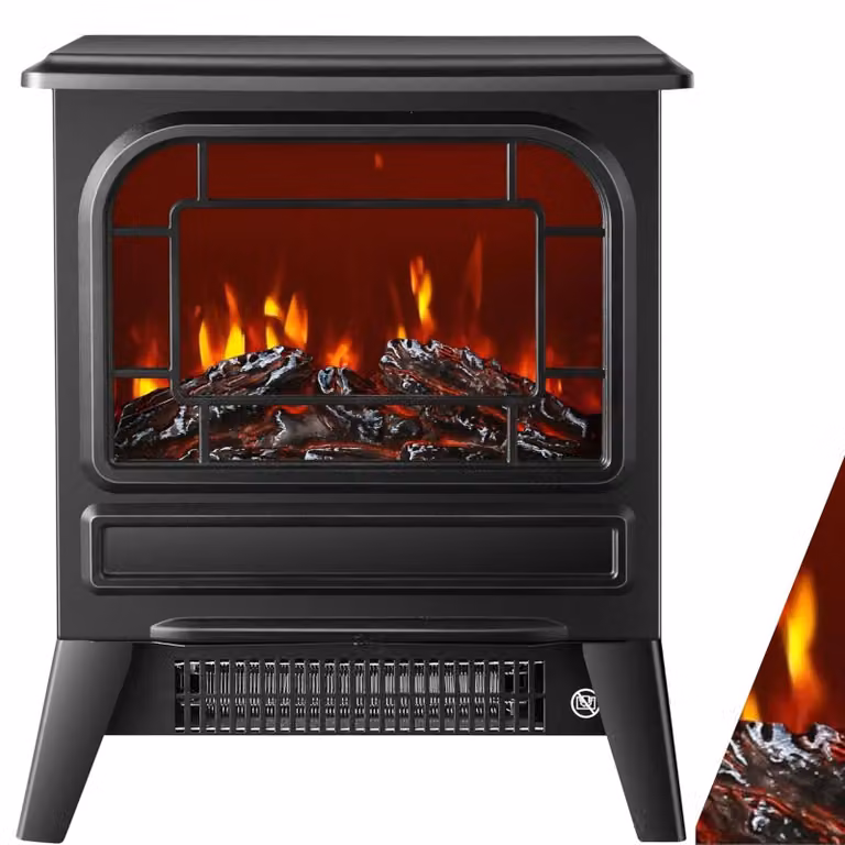 Camino elettrico - 2000 W - Effetto fiamma LED - Nero
