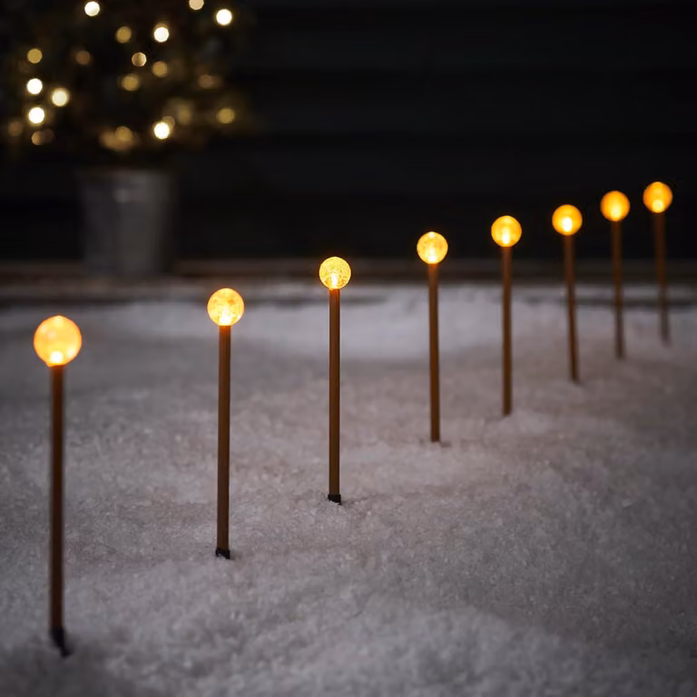Set di 8 aste luminose a LED, luce bianca calda, 20 cm, grado di protezione IP44, con timer