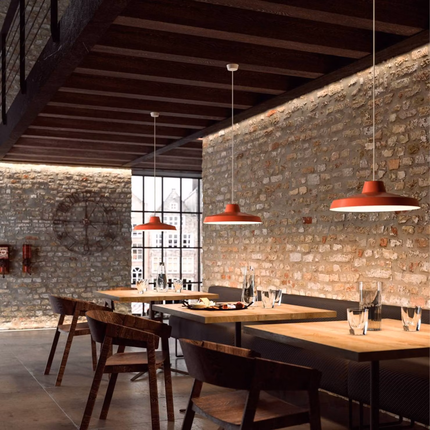 Linea Light Lampada LED a sospensione Miguel, rosso, alluminio, 2.700 K Miguel, Rosso, Cucina, Alluminio