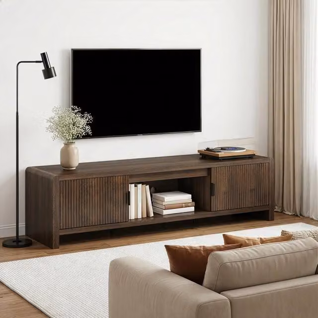 Mobile TV Lukkodso en.casa con 2 Ante e Vano Centrale Aperto, Effetto Noce, L/P/H: 150 x 40 x 40 cm