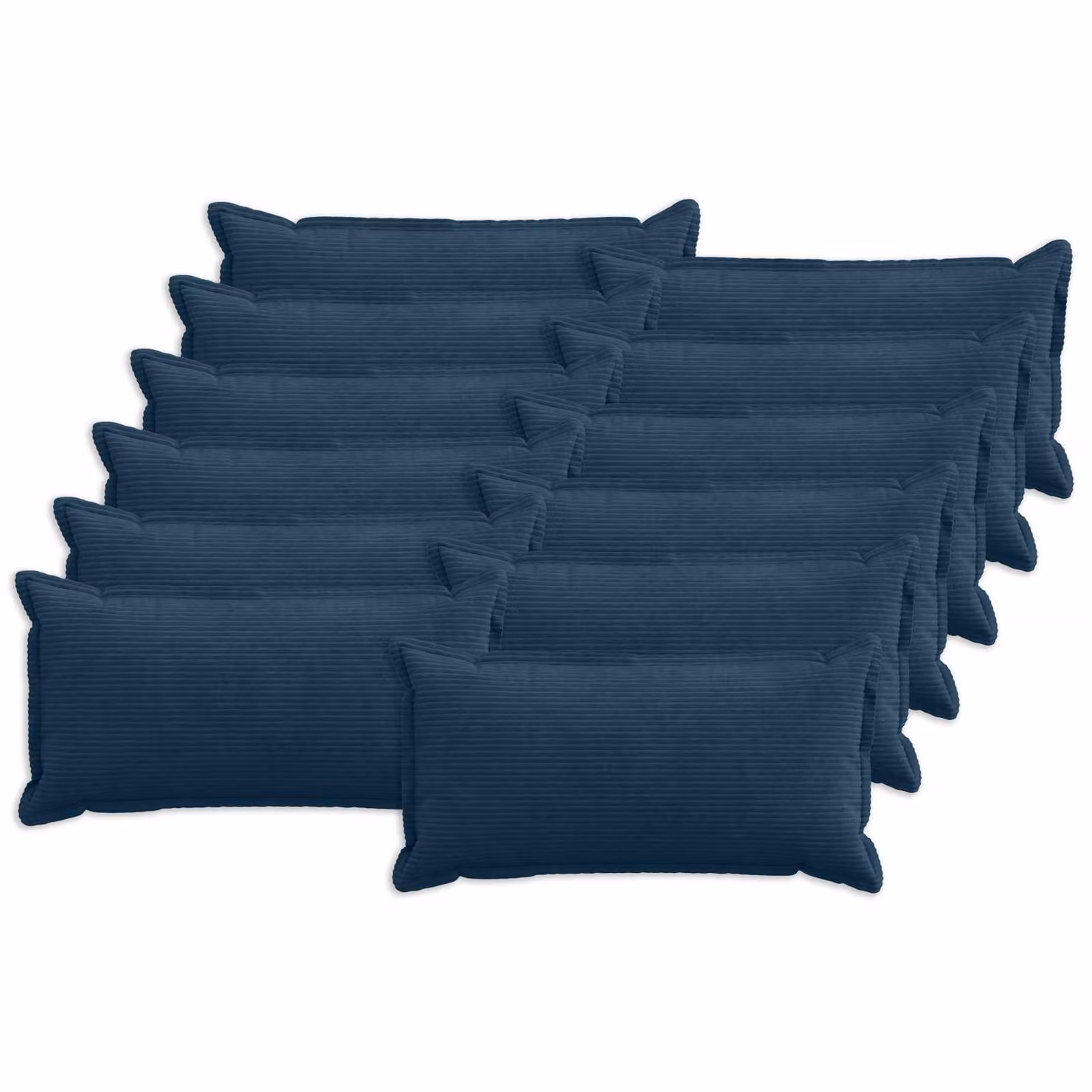 Set di 12 federe vidaXL HOUTEN in velluto a coste blu navy, L 80 cm x P 40 cm