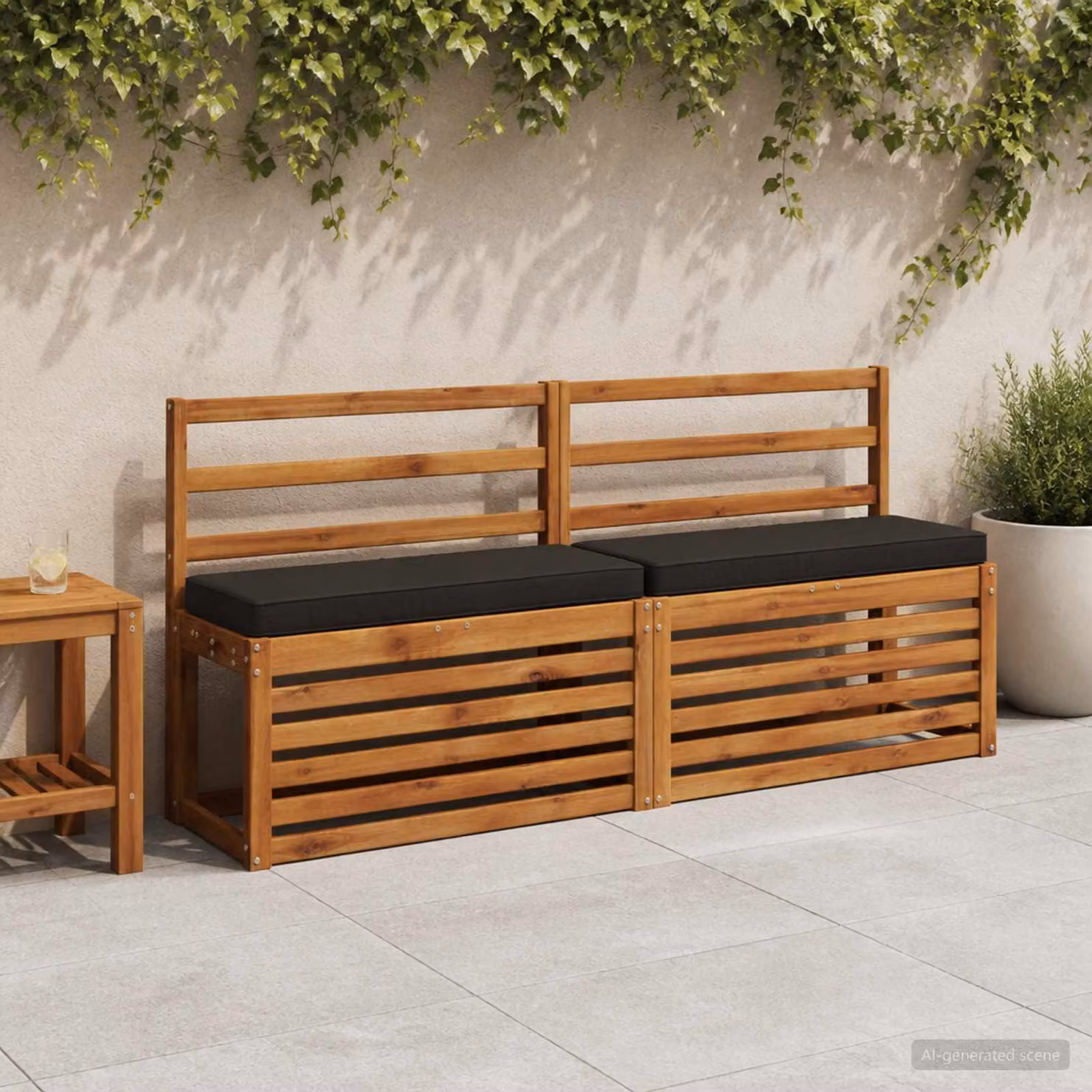 Cuscino per Panchina vidaXL VUGHT in Poliestere Nero con Rivestimento Rimovibile e Resistente ai Raggi UV