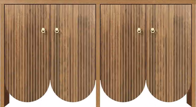 Credenza moderna GL Store con 4 ante per soggiorno e sala da pranzo, Colore beige e marrone, L: 147 cm, P: 40 cm, H: 80 cm – 1