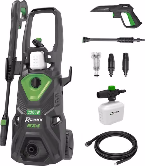 Idropulitrice Ribimex RX4 da 2200W con 160 bar e portata massima di 480 Lt/h, colore nero, completa di accessori – 1