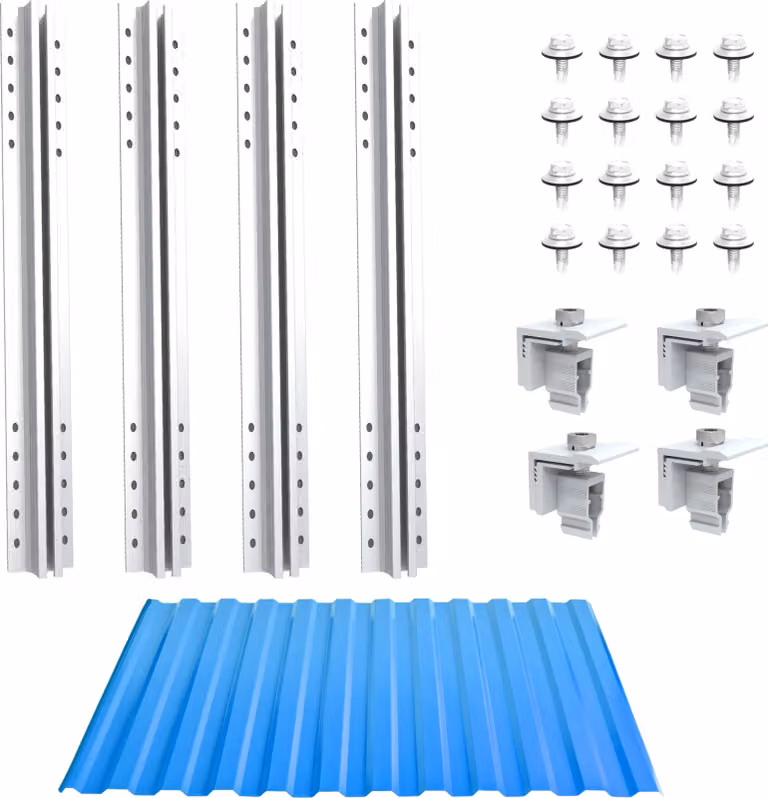 Set di montaggio NuaSol per tetto in lamiera grecata per 1 modulo profilo 40 cm