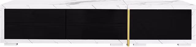 Mobile TV Moderno Aosom con Funzione Rotante e Lunghezza Variabile in Effetto Marmo Bianco e Nero, L: 140-260 cm, P: 40 cm, H: 30 cm – 1