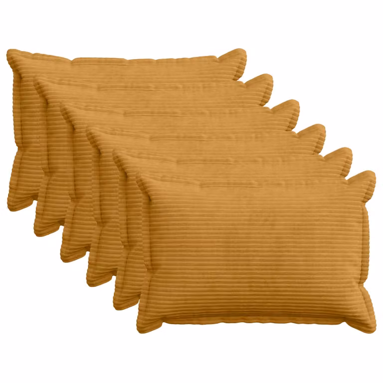 Set di 6 federe vidaXL HOUTEN in velluto a coste, colore giallo, L: 60 cm, P: 40 cm