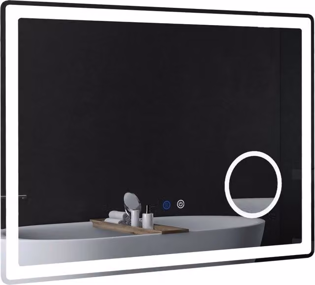 Specchio da Bagno LED XYLO con Ingrandimento 3x, Touch Dimmer e Anti-appannamento, Bianco, L: 80 cm, H: 60 cm – 1