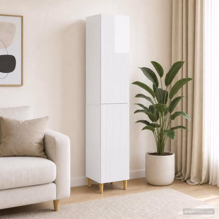 Set di 2 armadi moderni vidaXL con ante scorrevoli in bianco lucido e cassetti interni in MDF L/P/H: 180 x 60 x 220 cm