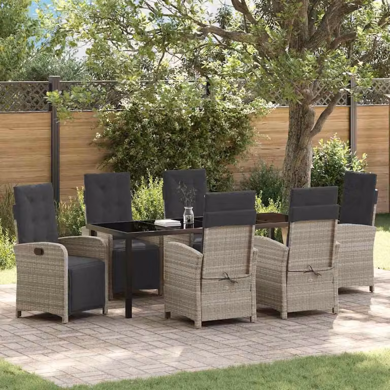 Maison Exclusive - Set da giardino per esterni, 7 pezzi, rattan sintetico color grigio chiaro