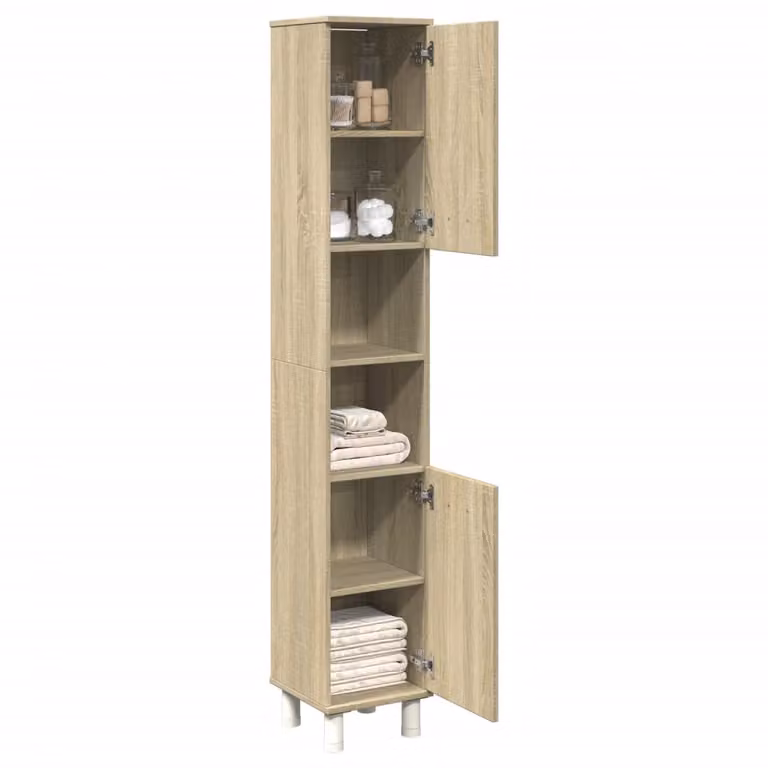 Mobile da bagno moderno vidaXL in legno Rovere Sonoma, L/P/H: 30,5 x 30 x 179 cm