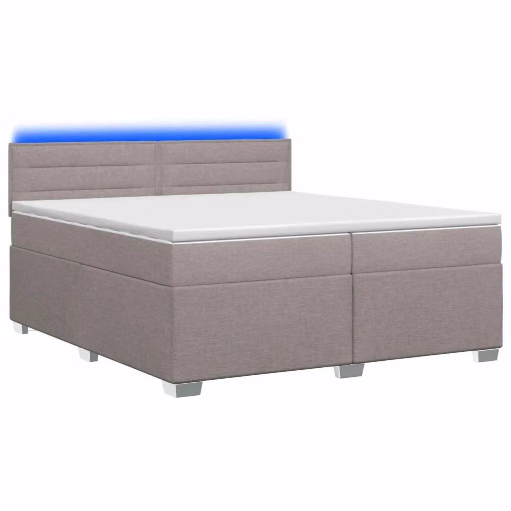 Letto con Box Spring, Materasso Ibrido e Illuminazione LED vidaXL, Colore Grigio/Beige, L/P: 200 x 200 cm – 2